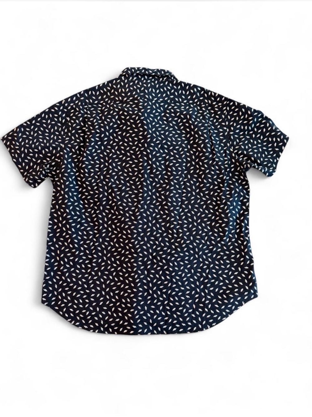 Jachs Navy Short-Sleeve Button-Down Shirt with White Leaf Print - Picture 3 of 3